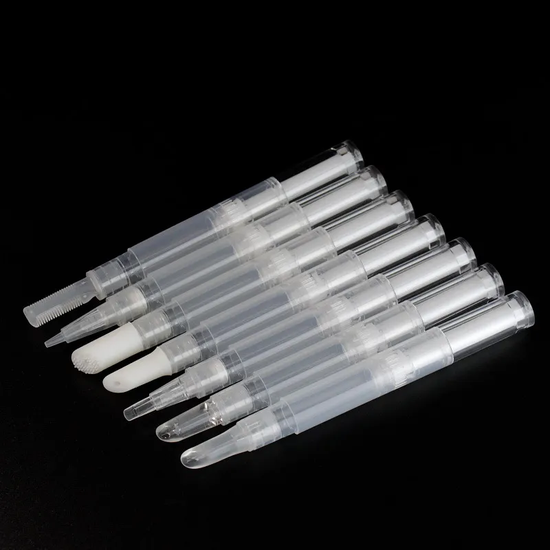 3ml lip gloss tubo trucco penna vuota tubo olio per cuticole cosmetico Twist penna rotante contenitore cosmetico in plastica con multi pennelli