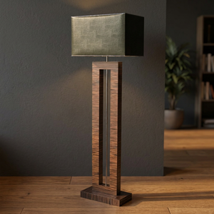 Lampe sur pied en bois massif scandinave moderne avec LED, base E27, hauteur réglable, abat-jour rectangulaire en tissu pour chambre à coucher et salon - Product Image 4