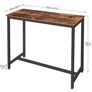 Table de pub rectangulaire en bois SENYU Antique 120 cm, design industriel, table à manger vintage pour la maison, bar, salle à manger, matériau en panneau de bois - Product Image 2