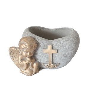 Macetero esmaltado con diseño personalizado para el hogar, maceta de Ángel con forma de corazón, color gris, para decoración de la <span class=keywords><strong>casa</strong></span> - Product Image 1