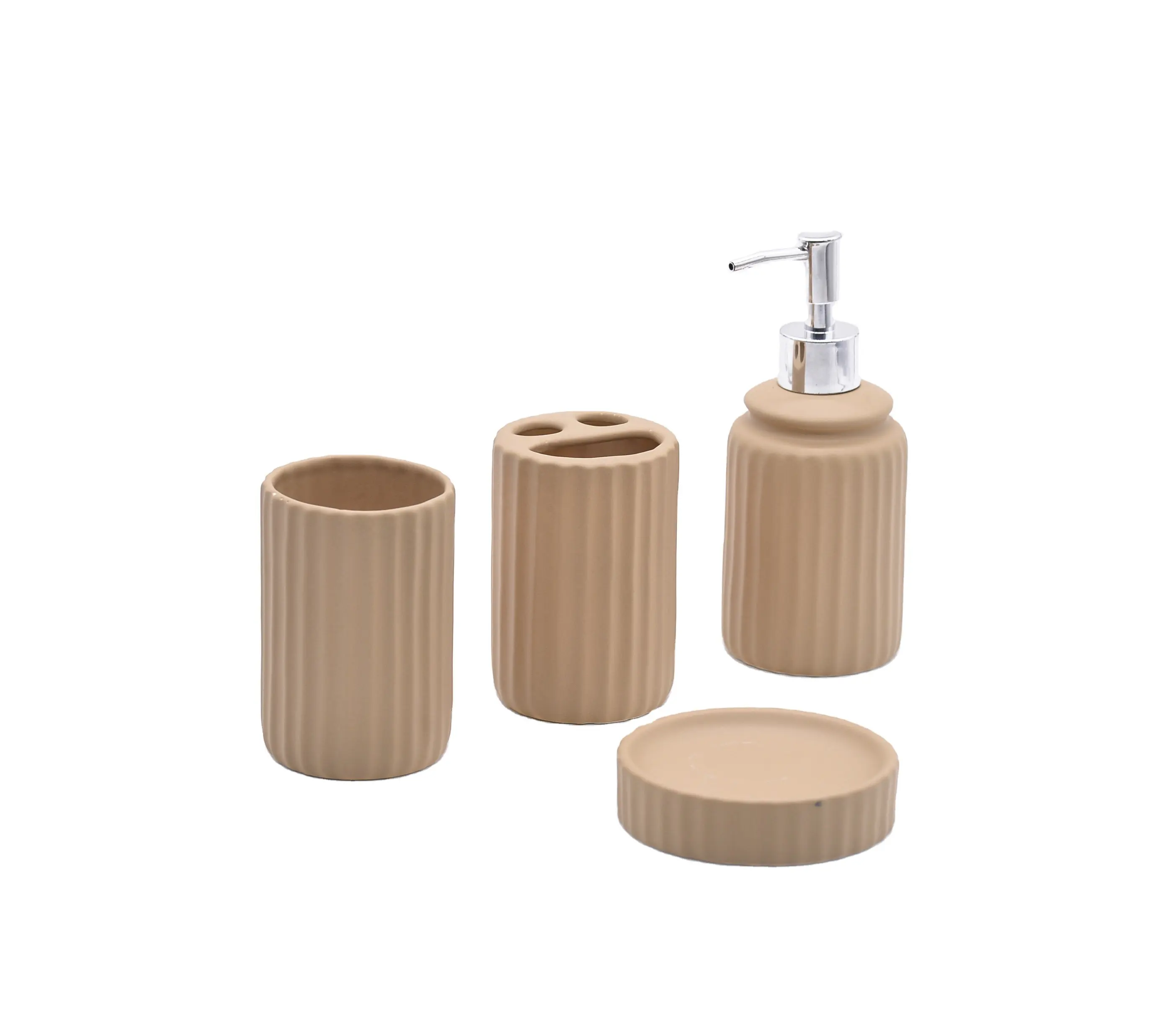 Ökologisch-freundliches keramik-badezimmerzubehör-set in verschiedenen stilen zahnbürstenhalter porzellan bad-toilettzubehör-set