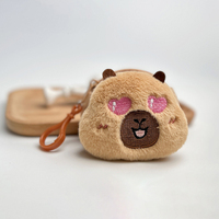 Porte-clés en peluche Capybara mignon et créatif avec fermeture éclair en plastique, petit sac à monnaie, étui pour écouteurs et rouge à lèvres, idéal pour les cadeaux