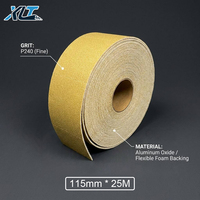 Rouleau de mousse abrasive flexible en oxyde d'aluminium jaune pré-découpé 115mm*25M pour ponçage manuel automobile, meubles, cloisons sèches, métal, bois - OEM
