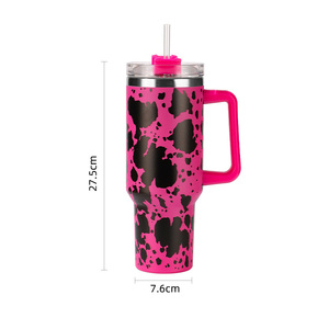 Gobelet 40oz avec poignée Impression <span class=keywords><strong>vache</strong></span> Nouveau gobelet isolé pour crème glacée à poignée 40oz avec paille - Product Image 4
