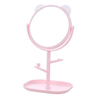 Personnalisable Dessin Animé Ours Chat Oreille Coiffeuse Miroir Marque Privée Maison Salon De Coiffure Bureau Miroir En Plastique Miroir De Maquillage