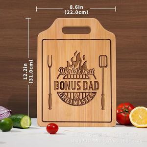 Planche à découper en bambou rectangulaire gravée au laser avec un motif en croix pour le fromage, la pizza, le steak, usage domestique - Product Image 3