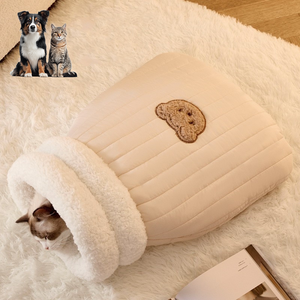 सर्दियों में गर्म ऊन बिल्ली नीड़ बिस्तर कुत्तों और बिल्लियों के लिए बंद डिजाइन के साथ-नरम पालतू सुरक्षा आपूर्ति - Product Image 1