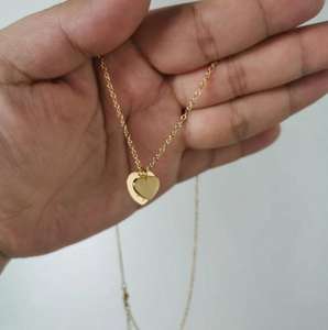 De moda de acero inoxidable grabado joyería en blanco colgante encanto personalizado doble corazón collar de encanto - Product Image 5