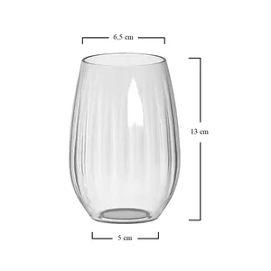 Bicchieri Trasparenti per Liquori 500cc Modello Venezia a Righe, Bicchieri Infrangibili in Plastica - Product Image 2