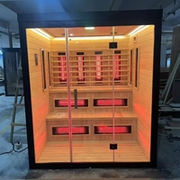 Sauna de Madera de Hemlock para 3 Personas con Terapia de Luz Roja, Venta al Por Mayor de Fábrica