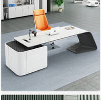LBZ04 Meuble de bureau avec armoire de rangement Table de bureau pour PDG Bureau de direction Bureau du directeur Bureau en bois