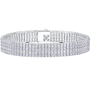 Pulsera de tenis de plata de ley 925 de alta calidad y a la moda, chapada en rodio, para mujer, con moissanita de corte princesa helado de 2 mm, 5 filas, GRA - Product Image 1