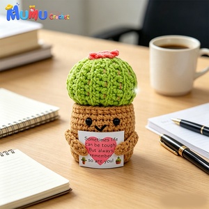 Muñeco <span class=keywords><strong>de</strong></span> Cactus Divertido Hecho a Mano con Ganchillo, Amigurumi Terminado en Maceta para Apoyo Emocional y Energía Positiva, Regalo - Product Image 3