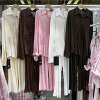 Pantalon en lin brodé à la main, chemise à manches longues brodée, ensemble décontracté 2 pièces, tenue modeste musulmane, Eid, luxe du Moyen-Orient, tradition