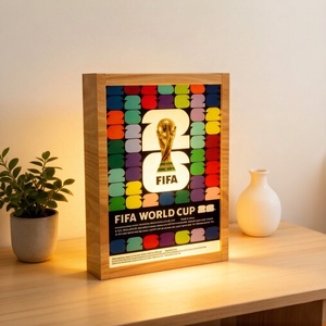 Lampe LED en acrylique et bois Coupe du Monde <span class=keywords><strong>FIFA</strong></span> 2026, motif numérique coloré, thème <span class=keywords><strong>FIFA</strong></span>, veilleuse chaude pour décoration intérieure et souvenir - Product Image 3