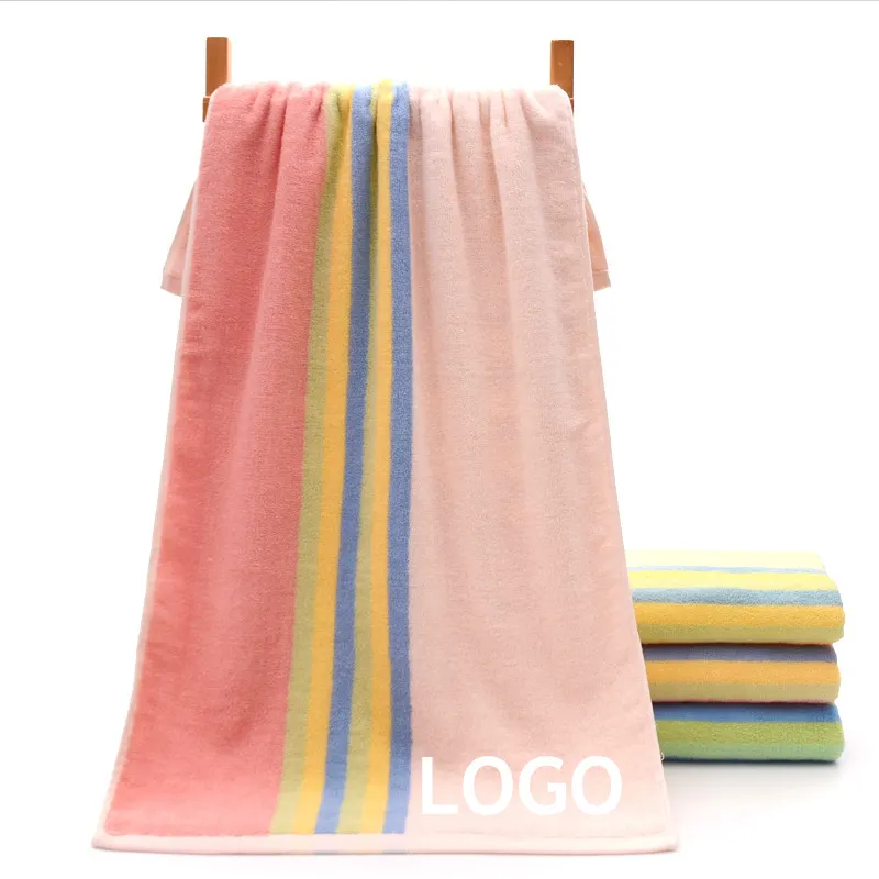 Set di asciugamani da bagno in cotone arcobaleno con Logo personalizzato arcobaleno con asciugamano per la doccia a mano