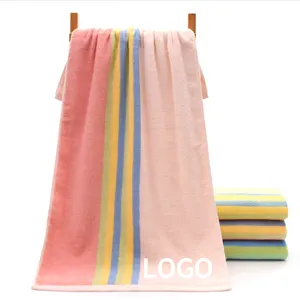 Custom Logo Regenboog Grote Regenboog Katoenen Badhanddoeken Set Met Gezicht Douche Handdoek