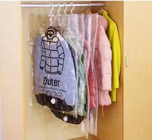 GG221Household Side Pull Hanging Suction Vacuum Compression Bag Transparent Hanging Down Jacket Clothing Storage Bag