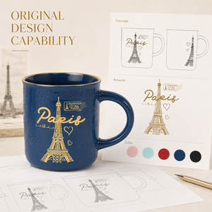 Tasses en céramique colorées souvenirs de Paris avec motif <span class=keywords><strong>Tour</strong></span> <span class=keywords><strong>Eiffel</strong></span>, cadeau touristique de ville, tasse personnalisée sur mesure OEM/ODM en gros - Product Image 5