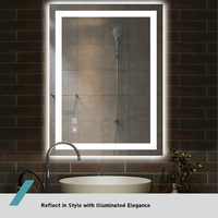 Espejo de Baño Rectangular Moderno Personalizado para Hotel, Marco de Aleación de Aluminio, Cristal sin Marco, Antivaho, Luz LED, Clasificación IP66, Táctil Inteligente