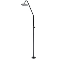 Colonne de douche extérieure moderne en acier inoxydable brossé noir, ensemble de douche pour piscine et plage, avec pommeau de douche pluie circulaire pour eau froide