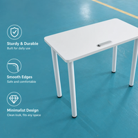 Escritorio de Computadora Moderno Blanco con Orificio para Gestión de Cables, Mesa de Estudio Minimalista para Oficina en Casa, Patas de Metal, Venta al Por Mayor