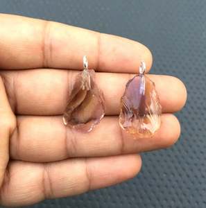 Vente en gros de 2 pièces magnifique pendentif en pierre précieuse amétrine naturelle breloque en argent sterling 92.5 avec placage à l'or superbe cadeau en pierre - Product Image 4