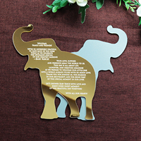 Invitations acryliques de miroir d'or de forme d'éléphant spéciale de fantaisie cartes de remerciement avec le texte de feuille d'or pour l'événement de mariage