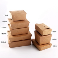 Boîte en papier jetable, 1000 pièces, Kraft, 700 ml, emballage alimentaire à emporter
