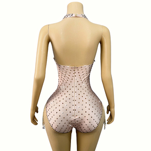NOVANCE Produits Tendance <span class=keywords><strong>2023</strong></span> Nouveautés Combinaison Sexy à Paillettes Brillantes et Cristaux Dorés Col en V Profond pour Femme - Product Image 2