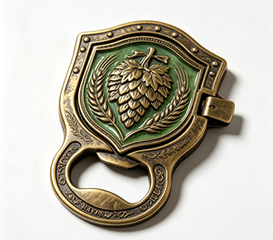 Décapsuleur personnalisé en alliage de zinc, forme bouclier vintage, médaille en métal avec ruban pour souvenir d'événement - Product Image 1