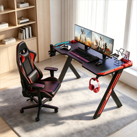 Bureau d'ordinateur gaming tendance avec texture métallique, style technologique futuriste, mobilier de maison avec porte-gobelet – Meilleures ventes