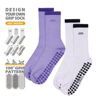 Chaussettes antidérapantes pour femmes, chaussettes de yoga personnalisées, chaussettes de yoga en coton pour filles, chaussettes de pilates antidérapantes