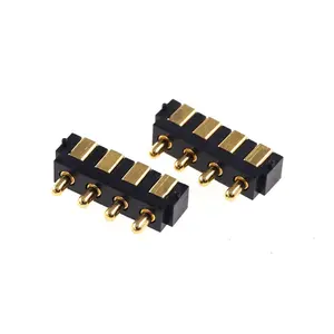 SMD Spring-Loaded 2.5ミリメートルGrid 1 × 4 Position 5.5ミリメートルHeight PCB Surface Mount Power Charge Horizontal SMT 4 Pin Pogo Pin Connector