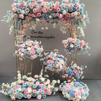 Nouvelle conception de chemin de table rose vif, arrangements floraux de roses orange, anneau de fleurs pour mariage