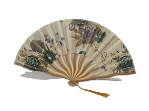 Éventail pliant artisanal de style samouraï japonais, design unique et traditionnel avec motifs floraux et anges, idéal pour les voyages en extérieur et la fraîcheur. - Product Image 5