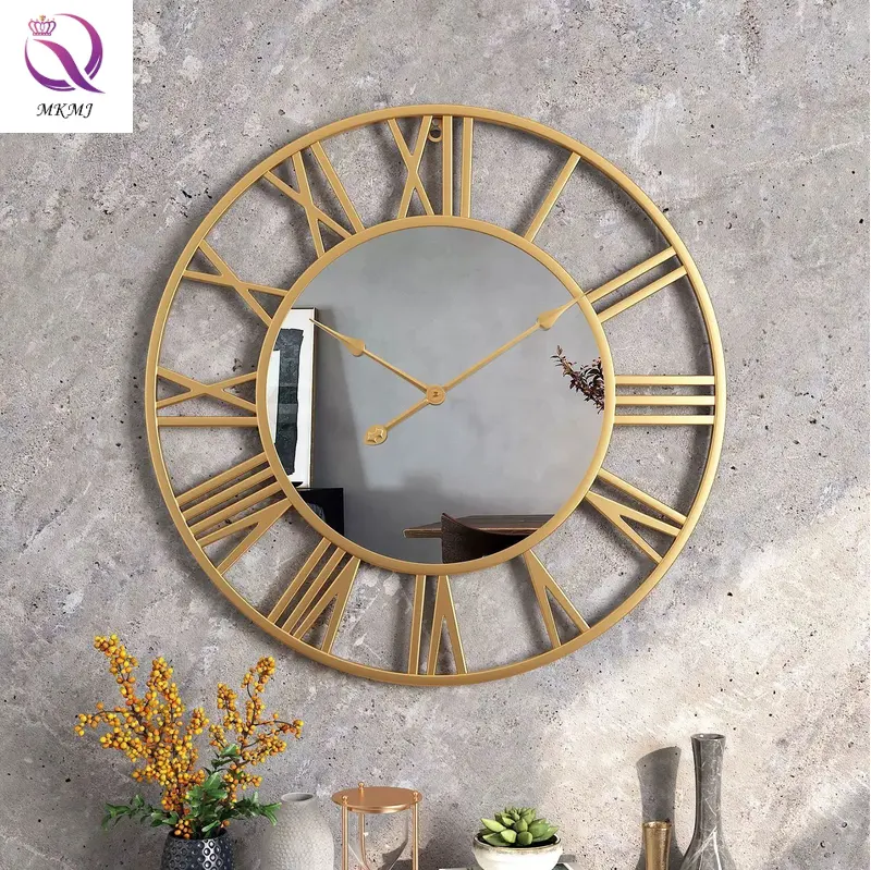 Легкие Роскошные Металлические Круглые Железные настенные художественные часы для дома креативные простые тихие настенные часы для украшения гостиной
