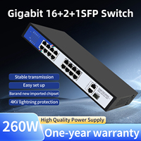 Conmutador PoE Gigabit de 16 Puertos Tshield 10/100/1000Mbps para Cámaras IP, Sistema de Seguridad CCTV, Fábrica OEM, 38Gbps