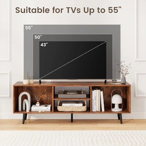 Moderno 55 \ "Soporte de TV Mesa de consola de medios de madera Estantes abiertos 5 Patas de metal de alta resistencia Centro de entretenimiento Muebles de sala de estar - Product Image 2