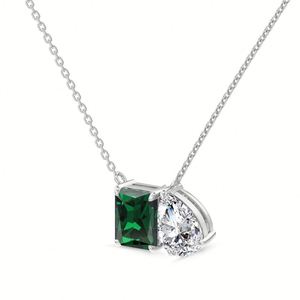 Juego de Joyería de Plata 925 con Cristal Verde en Forma de Pera, Anillo, Aretes y Collar, Clásico para Mujer, Bañado en Rodio - Product Image 2