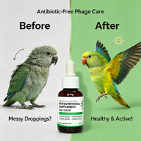 Gouttes Probiotiques Bactériophages pour Oiseaux, Soutien aux Problèmes Digestifs, Amélioration Générale de la Constitution et de la Santé pour Perroquets et Pigeons, 30ml
