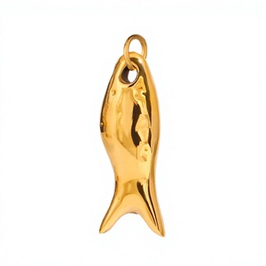 Pendentif Poisson Or en Acier Inoxydable Plaqué Or, Breloque Vintage Thème Animal, Bijou Unisexe - Product Image 3