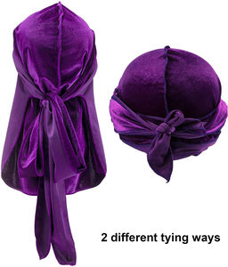 Chapeaux à capuche en velours <span class=keywords><strong>Durag</strong></span> coloré Hip Pop pour homme - Product Image 5