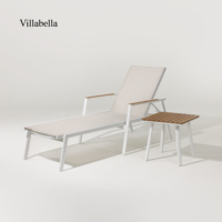 Tumbona Moderna para Exteriores, Muebles de Jardín de Aluminio, Apilable, 4 Posiciones Ajustables, Silla Reclinable para Piscina con Reposabrazos