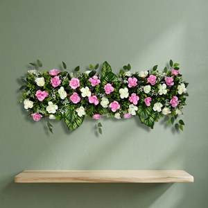 Artificial <b>Flower</b> Factory Enchanted Rose & Calathea Luxe Channel <b>Panel</b> Blush Pink & Ivory Floral Row 120cm Premium - Product Image 4