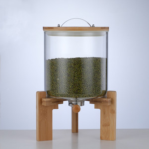 Frascos vacíos de almacenamiento de vidrio de borosilicato alto con tapa de bambú para Cocina - Product Image 6