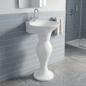 Modern White Ceramic <b>Full</b> Pedestal Wash Basin Lavabo Sink Stand for Hospital Villa Bathroom Sanitary Ware - Product Image 5