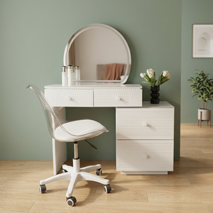 Modern Makeup <b>Vanity</b> <b>Table</b> with Adjustable <b>Mirror</b> Storage Desk for Bedroom Furniture - Product Image 4