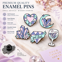 Épingles en émail cristal de qualité supérieure, formes et couleurs personnalisées, logos, placage lisse, boutique de cadeaux, événements, merchandising, épingles en métal cristal diamant