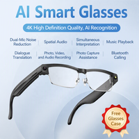 Lunettes Intelligentes IA avec Capture Photo/Vidéo HD 12MP, Enregistrement Vocal, Reconnaissance d'Objets et d'Images pour Appels et Lecture Musicale